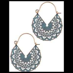 Boho Patina Copper Hoop Earrings